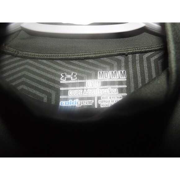 Under Armour Womens Cold Gear Rush Jacquard Mock Neck Fitted Top Green M  Sports - Picture 2 of 3